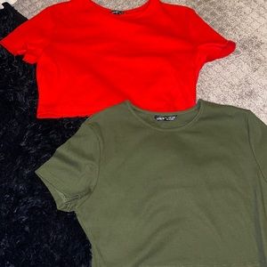 Bundle of green and red shirt crop tops !